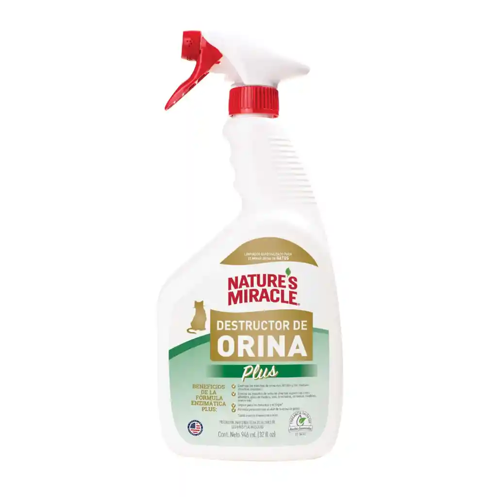 Natures Miracle Destructor De Orina Plus Gato X 946 Ml