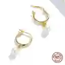 Aretes Candongas Con Perlas Para Mujer Fabricados En Plata