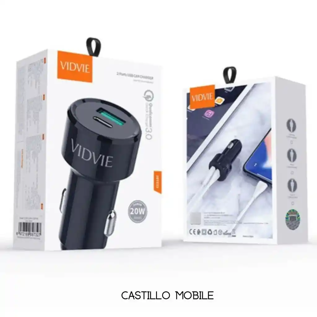 Cargador Para Carro Vidvie Con Dos Puertos