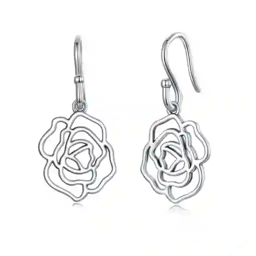 Aretes Topos Flor Rosas Amor Para Mujer En Plata 925