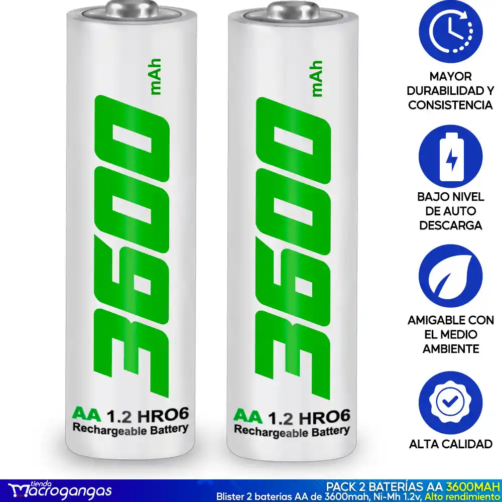 Pilas Baterías Recargables Aa 3600mah Blister X2