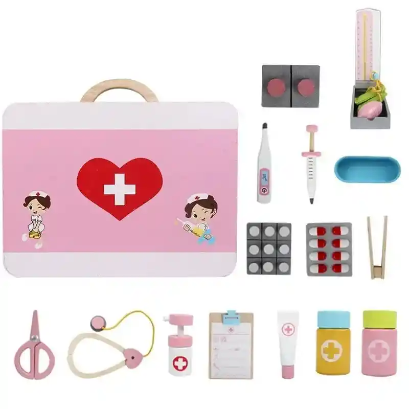 Kit Médico De Madera Para Niños, Caja Médica