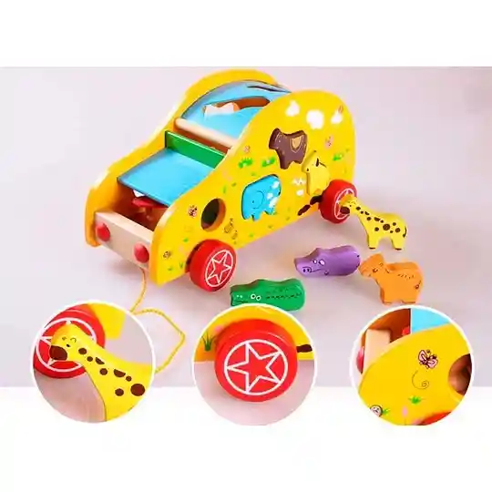 Carro De Arrastre De Animales Variados Para Niños