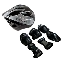 Casco + Kit Protección Semiprofesional Patines Origin Adulto Hombre Talla L