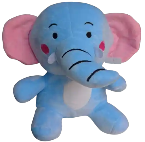 Elefante Azul Sentado De Peluche - 20cm
