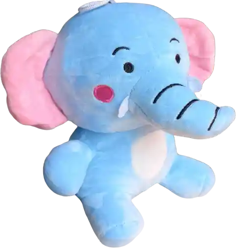 Elefante Azul Sentado De Peluche - 20cm