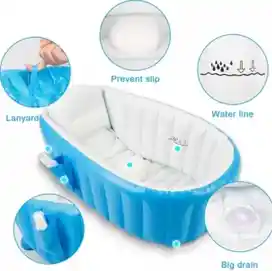 Piscina Bañera Tina Inflable Para Bebes 88x58x28 Cm Azul