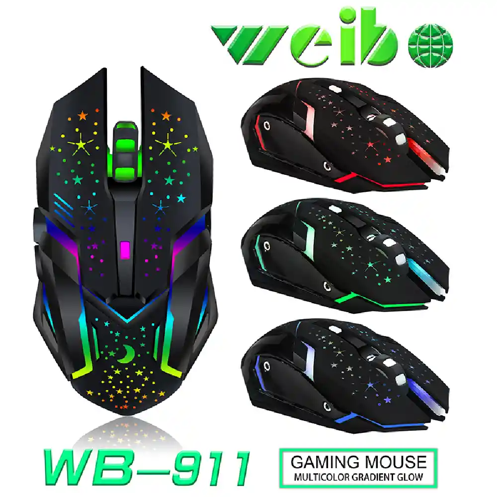 Mouse Gamer Inalambrico Retro Iluminado Wb-911 3200 Dpi Usb