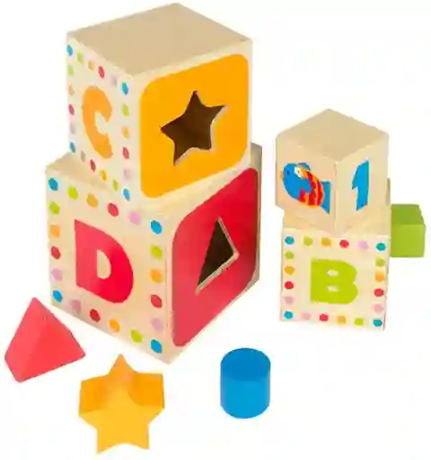 Juego Didáctico Torre De Cubos Apilables De Madera Niños