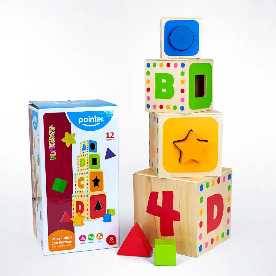 Juego Didáctico Torre De Cubos Apilables De Madera Niños