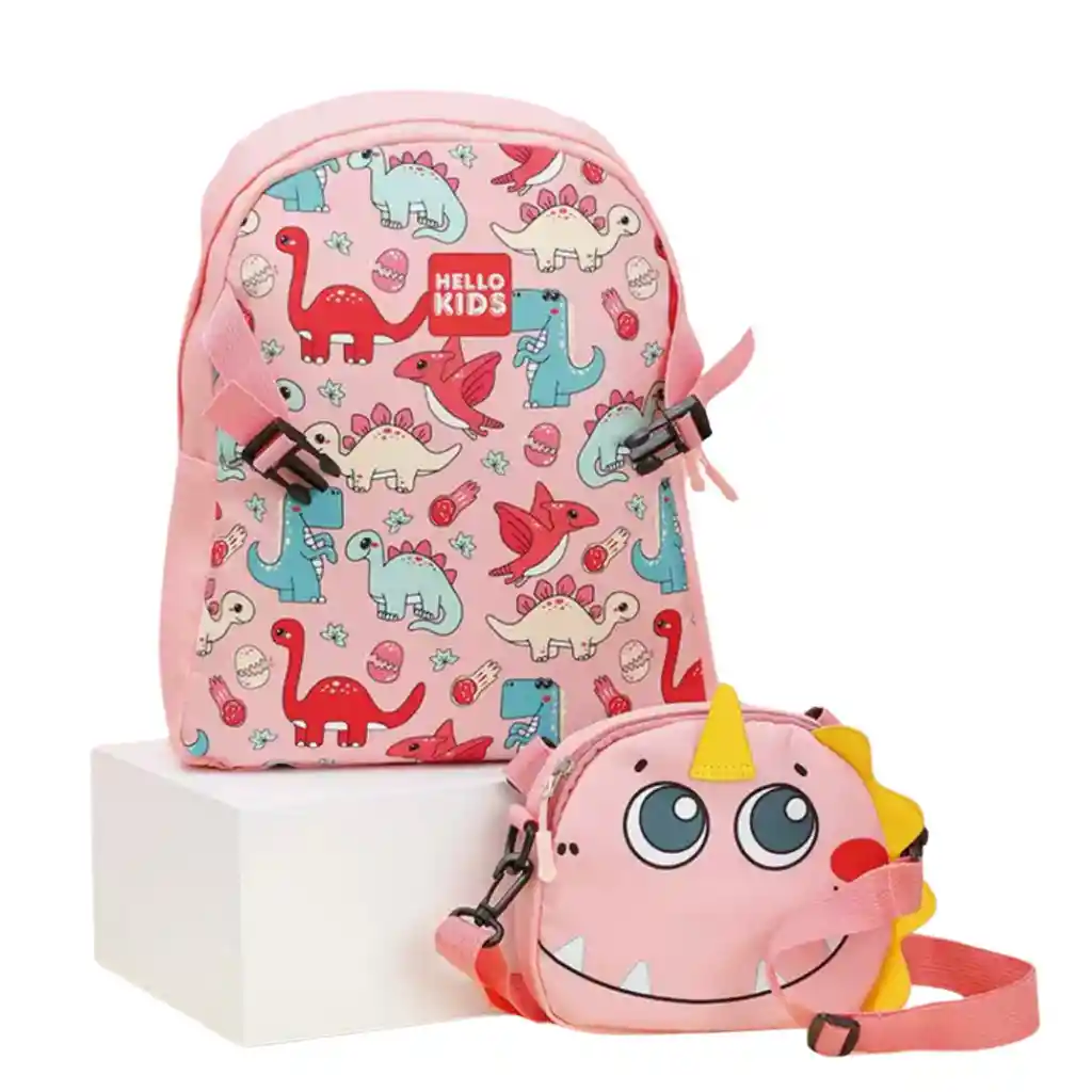 Combo Mochila Bolso Escolar Impermeable + Lonchera Desmontable								