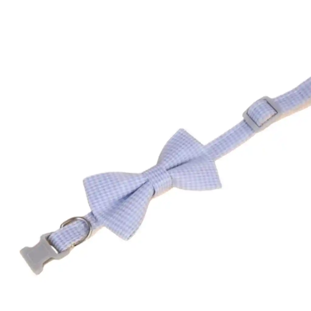 Collar Gato Corbatin Azul Cuadros