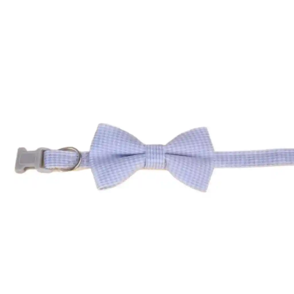 Collar Gato Corbatin Azul Cuadros