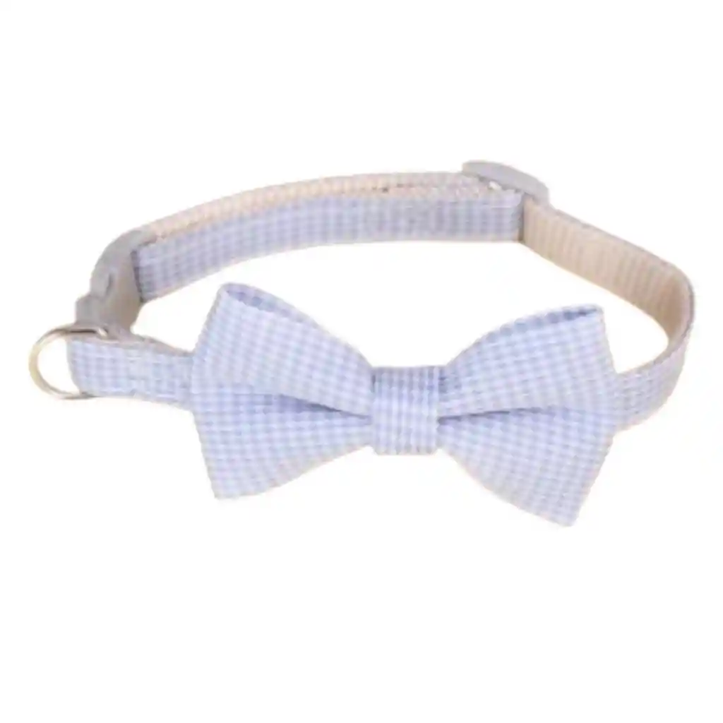 Collar Gato Corbatin Azul Cuadros