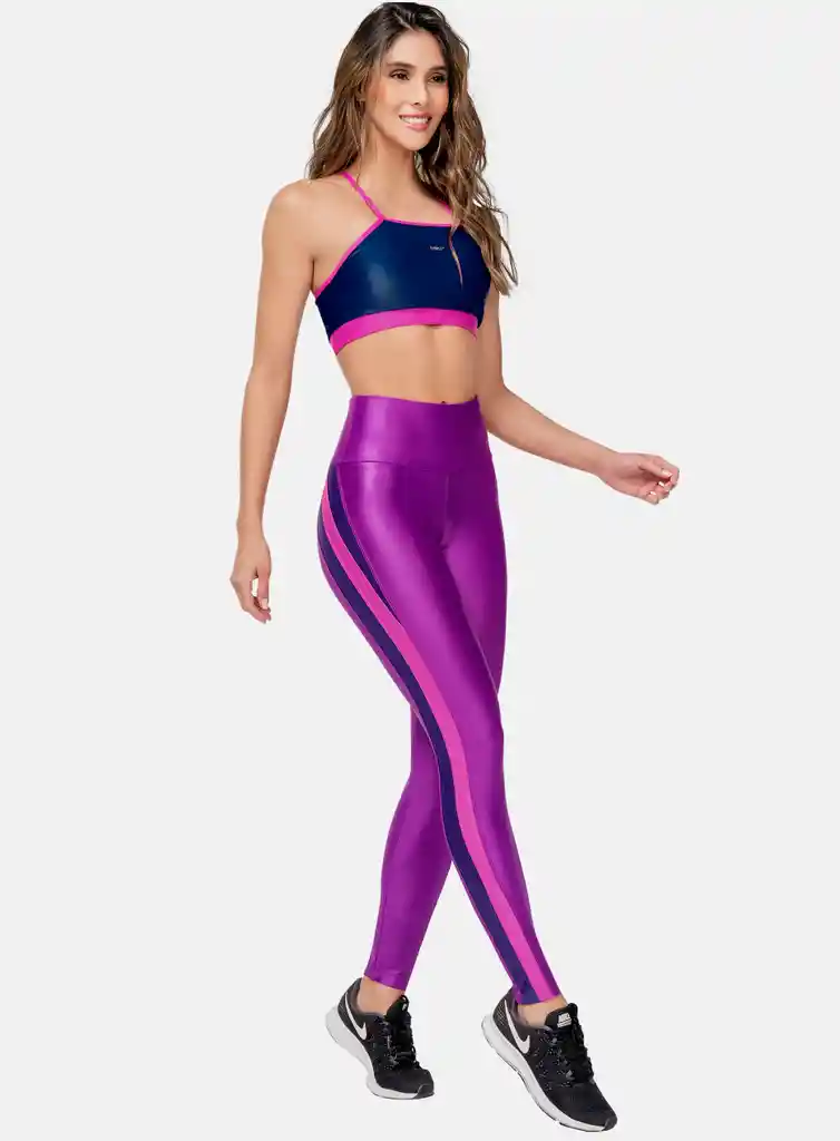 Leggins Deportivo Mujer Tela Apariencia Cuero Con Combinados Talla Única