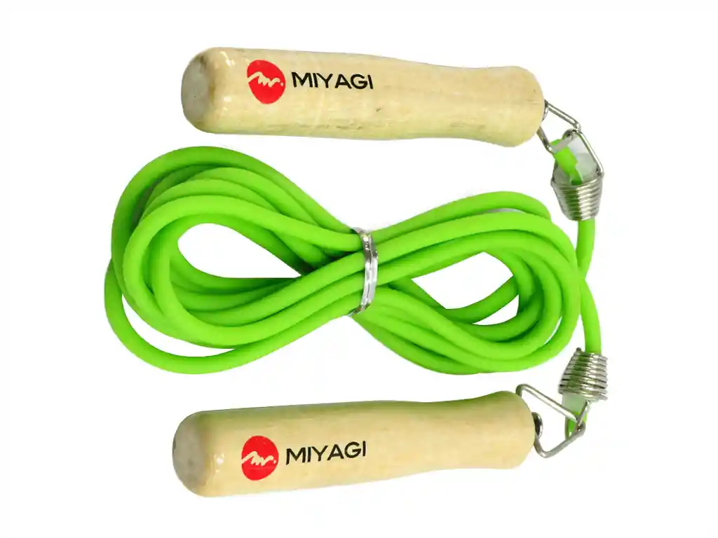 Cuerda Para Salto Miyagi M488 Mango En Madera Color Verde