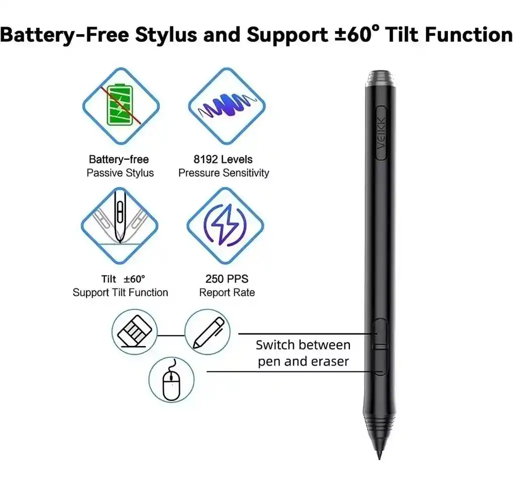 Tableta Digitalizadora Veikk A15pro 10x6 8192l 250 Rps 5080l