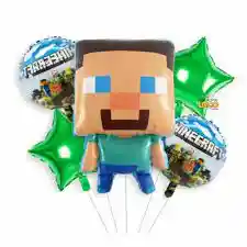 Globo Metalizado Minecraft 5 Piezas