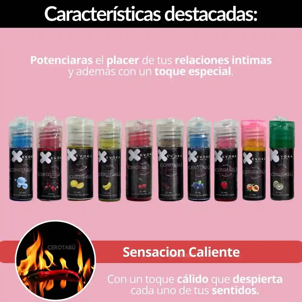 Lubricante Saborizado Caliente 10 Ml Comestible Oral Evoka