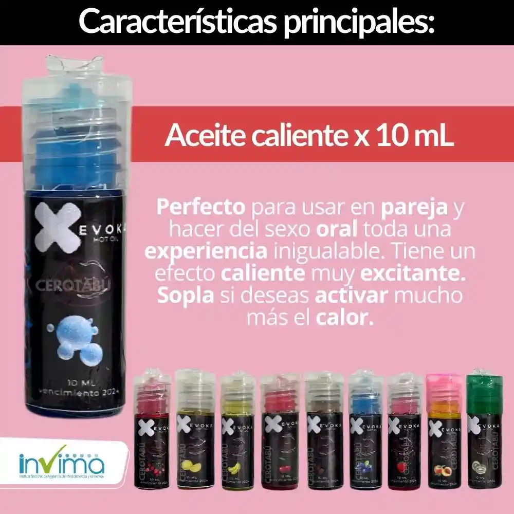 Lubricante Saborizado Caliente 10 Ml Comestible Oral Evoka