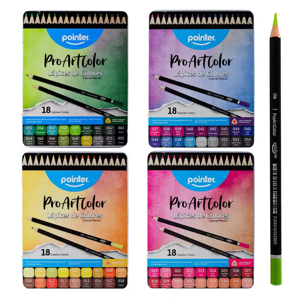 Set De Colores Pro Art Color Caja Metálica 18 Un Colegio