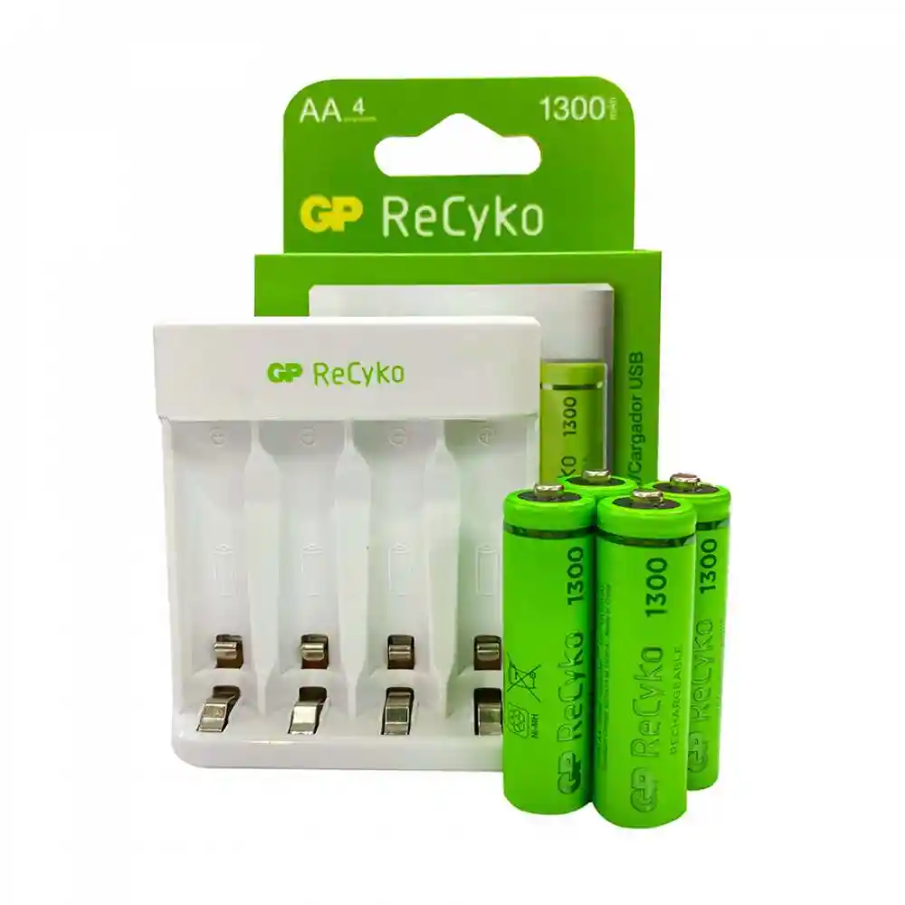 Cargador Gp Incluye 4 Baterias Aa Recargables