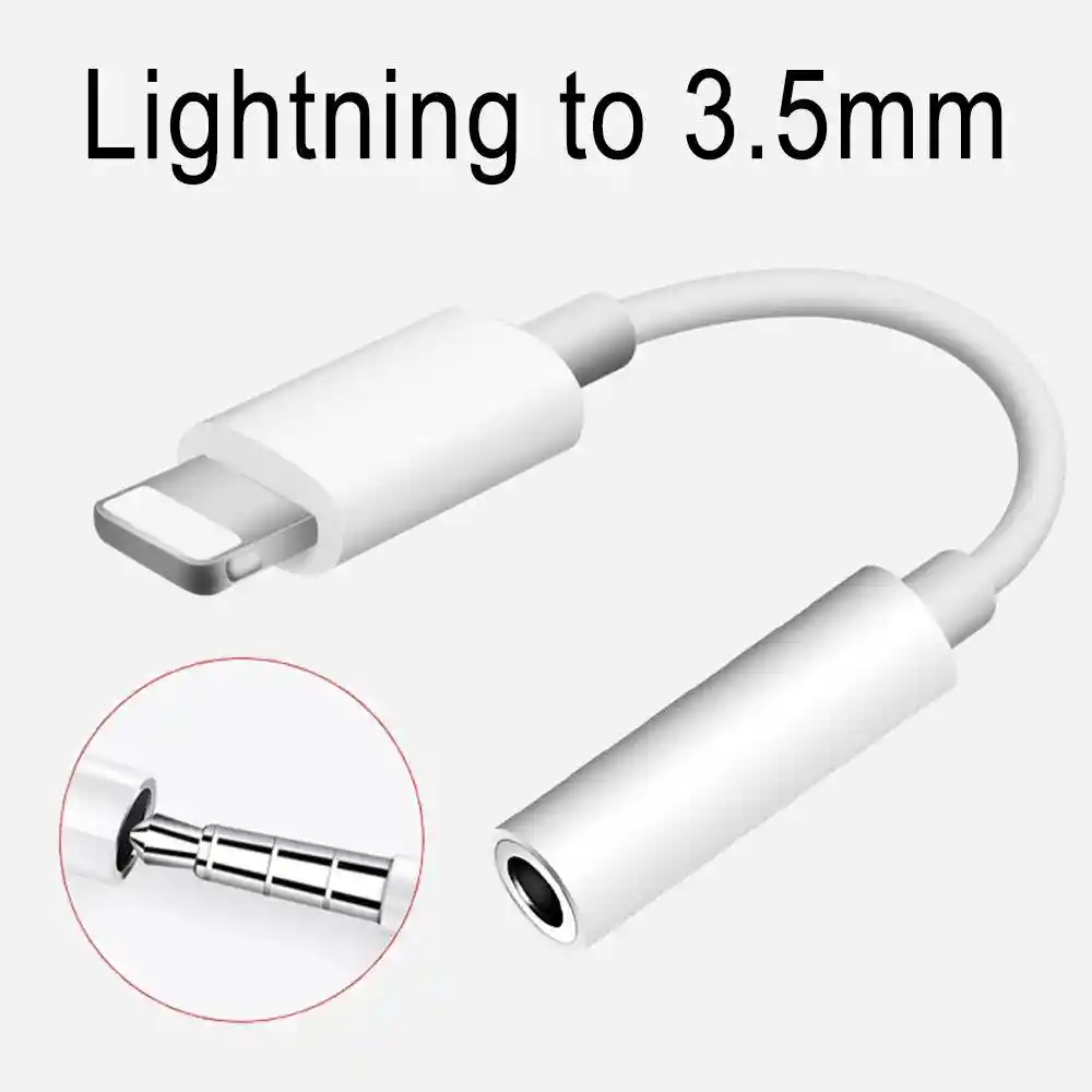 Adaptador Audifono Convertidor Plug 3.5 Para Iphone Lighting Color Blanco