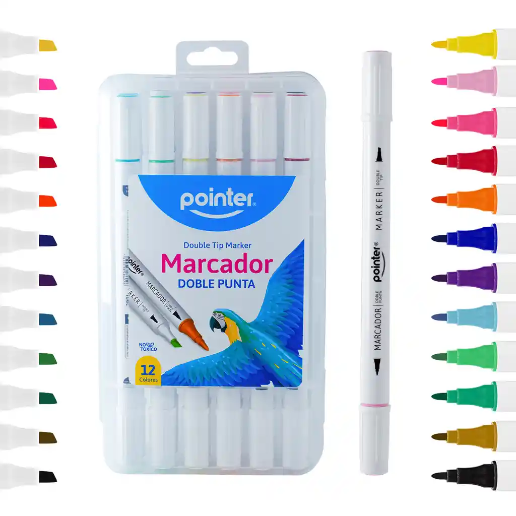 Marcador Permanente Doble Punta Estuche X 12 Colores Niños