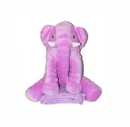 Peluche Elefante Color Morado Con Cobija 50cm X 30cm Grande