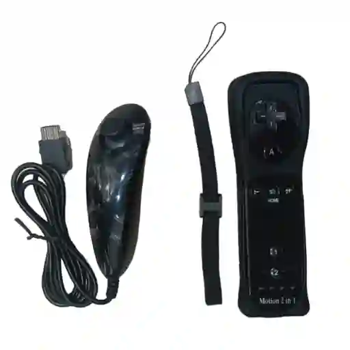 Control Wii Wiiu + Nunchuck + Silicona + Correa + Wii Motion Color Negro