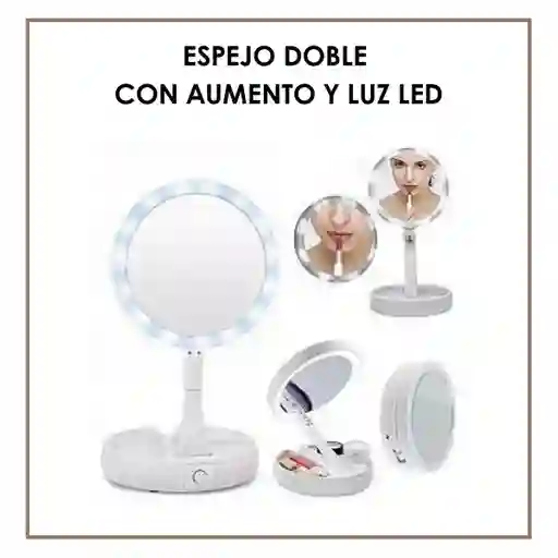 Espejo Doble Con Luz Led Portable