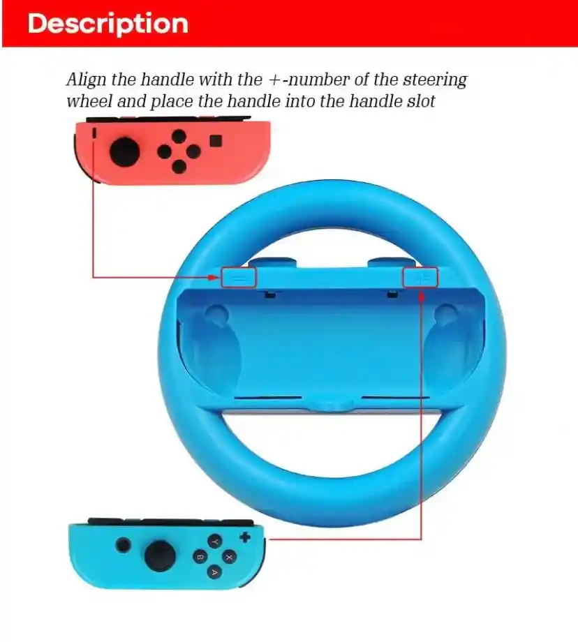 Volante Nintendo Switch Para Joycon 2 Unidades Timón Rueda Neon