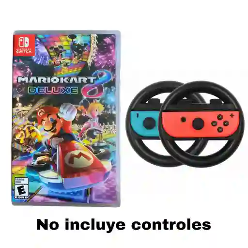 Mario Kart Deluxe 8 + 2 Volantes Negros Nintendo Switch Nuevo