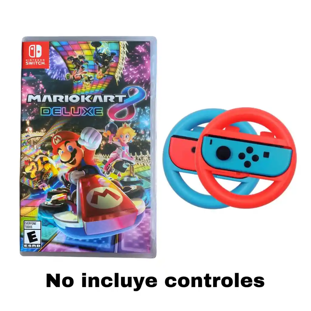 Mario Kart Deluxe 8 + 2 Volantes Neon Nintendo Switch Nuevo