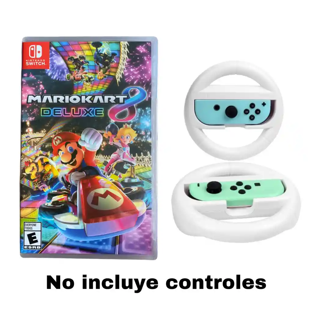 Mario Kart Deluxe 8 + 2 Volantes Blancos Nintendo Switch Nuevo