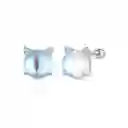 Aretes Topos Para Mujer Gato Piedra Lunar En Plata 925