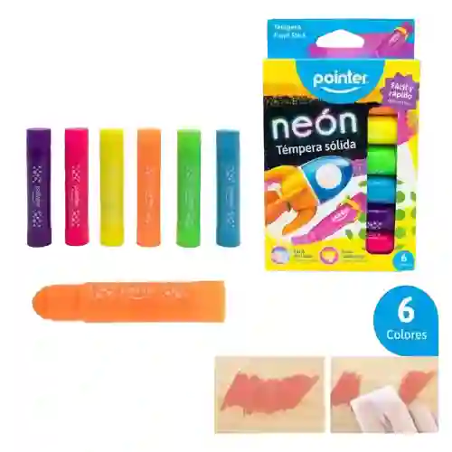 Caja De Tempera Solida 6 Colores Neón Colegio Niños Adultos