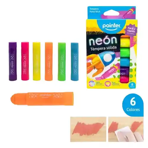 Caja De Tempera Solida 6 Colores Neón Colegio Niños Adultos