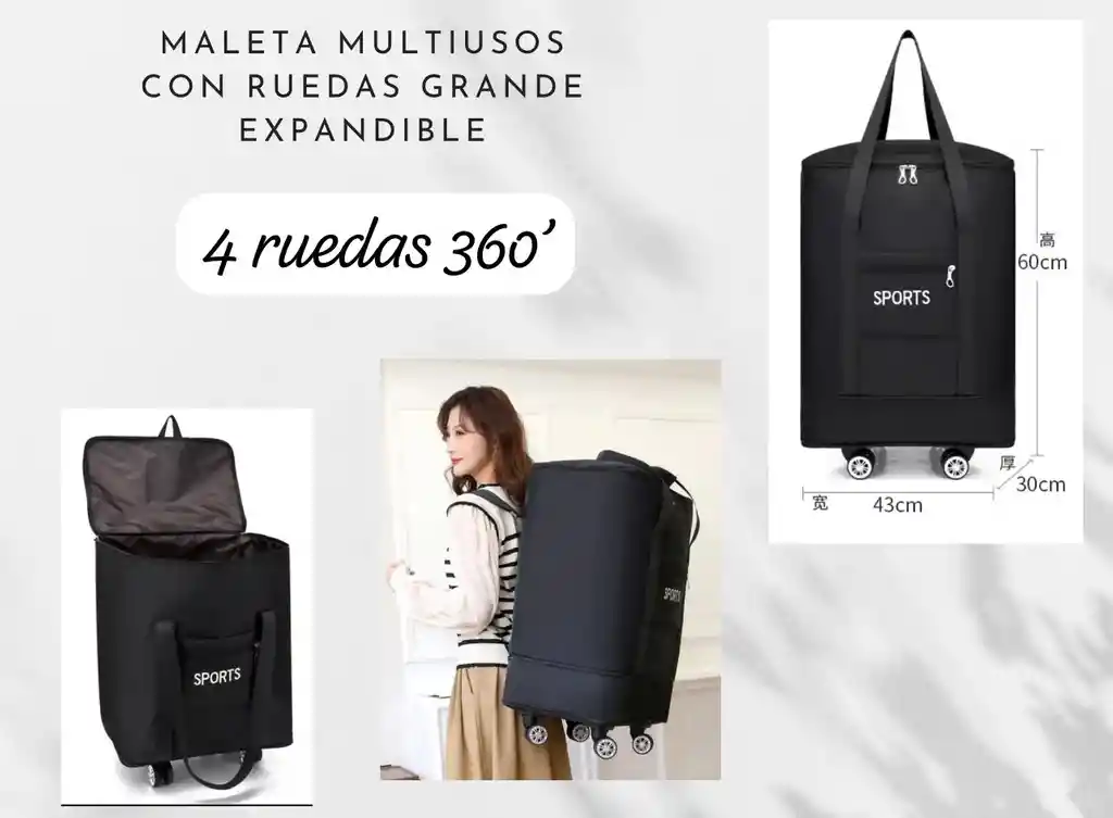 Maleta Tula Viajera Expandible 3 Niveles Con Ruedas 360