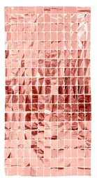 Cortina Decorativa Fiestas Metalizada De Cuadrados Color Oro Rosa