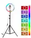 Aro De Luz Rgb Profesional De 33 Cm De Diametro Con Tripode De 2.10 M Y Soporte De Telefono
