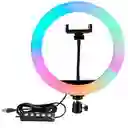 Aro De Luz Rgb Profesional De 33 Cm De Diametro Con Tripode De 2.10 M Y Soporte De Telefono