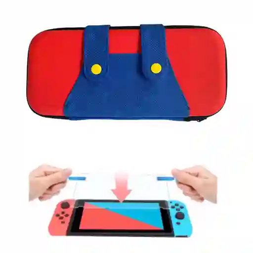 Estuche Rigido De Mario Overol + Vidrio Protector Compatible Con Switch