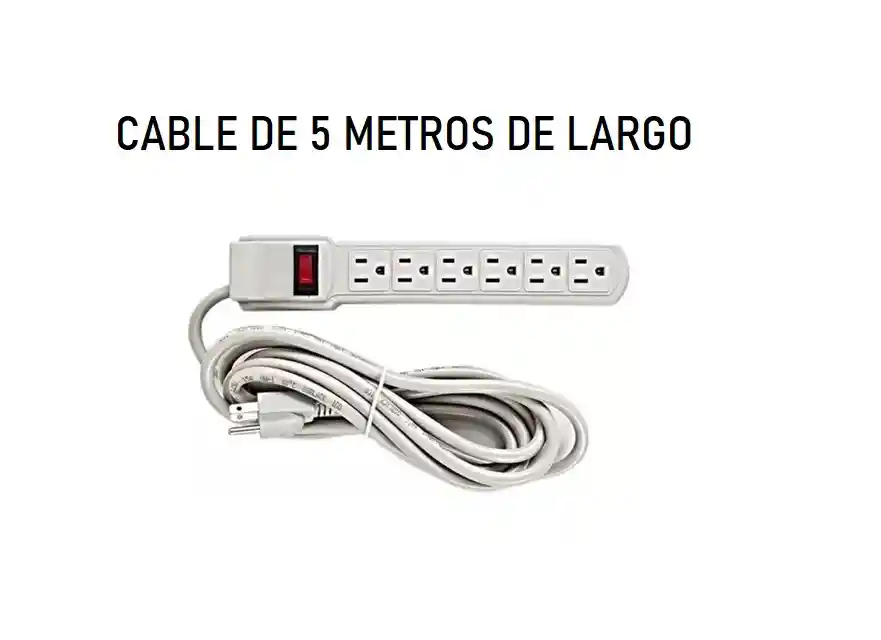 Regleta De 6 Puestos Con Extencion De 5 Mts De Largo