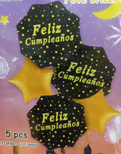 Globos Metalizados De Feliz Cumpleaños X5
