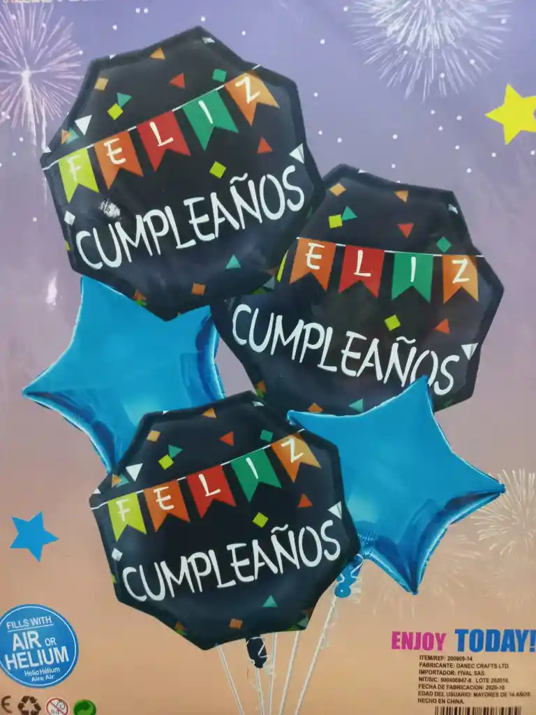 Globos Metalizados De Feliz Cumpleaños X5