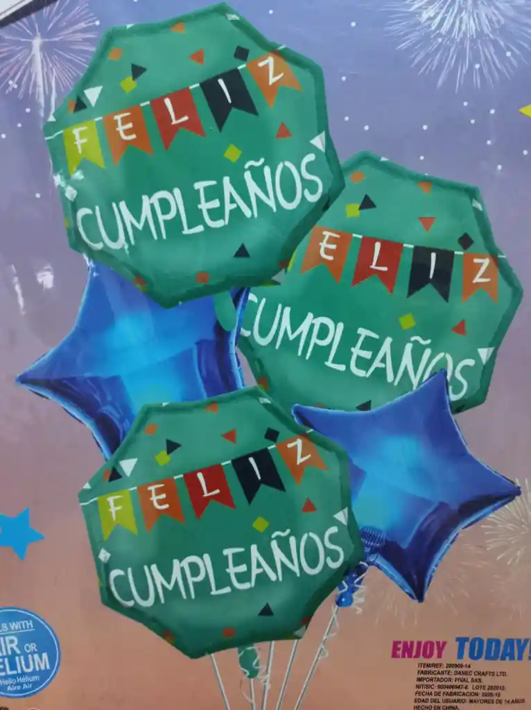 Globos Metalizados De Feliz Cumpleaños X5