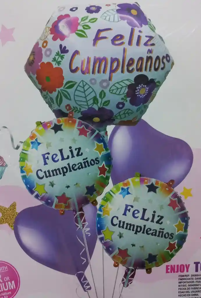 Globos Metalizados De Feliz Cumpleaños X5