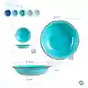 Plato Ondo Cerámico 700ml Diseño Artístico Azul Claro