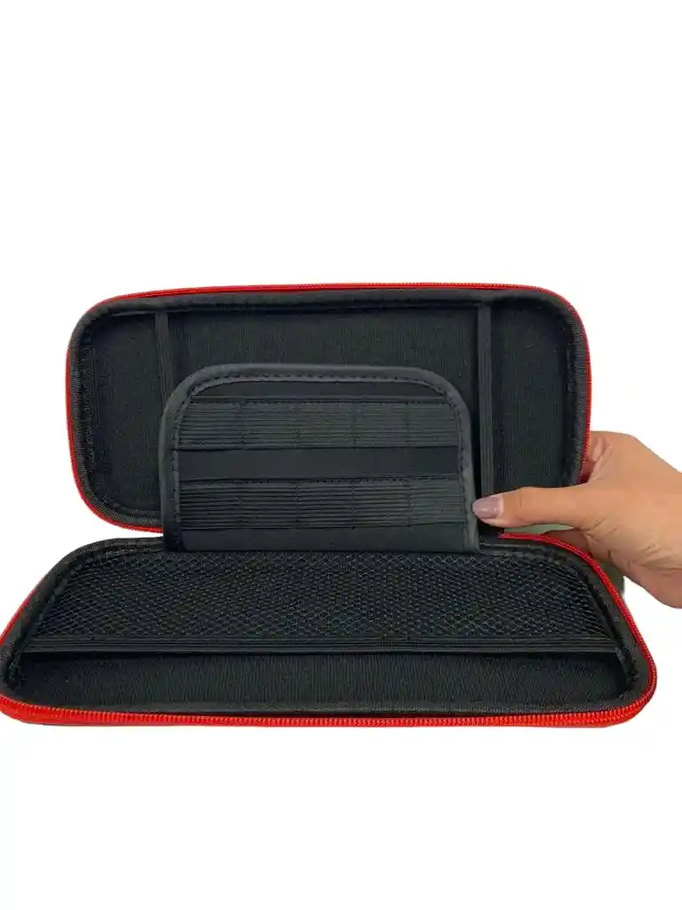 Estuche Rigido Viaje Con Mango + Vidrio Protector + Grips Para Consola Nintendo Switch